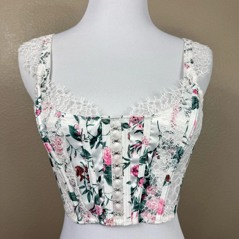 Victoria’s Secret Dream Angels Unlined white pink Floral Corset Top‎ D - Picture 2 of 11